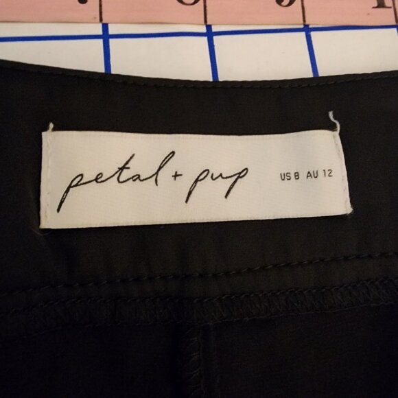 Petal & Pup Wellington Wide Leg Satin Pant Flaws Black Size 8 - Picture 8 of 13